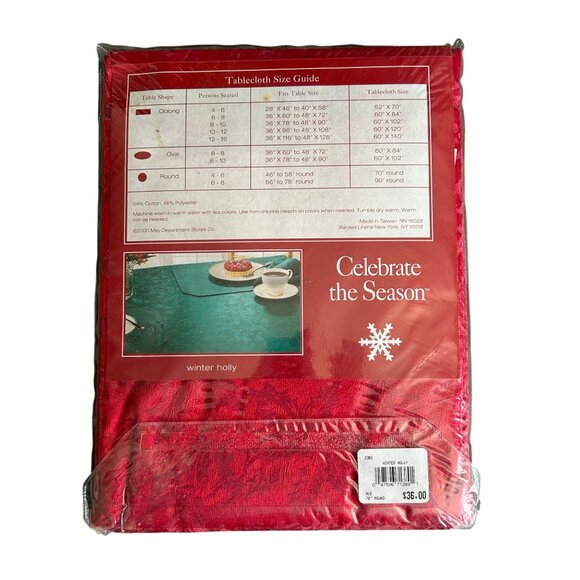 Celebrate The Season Winter Holly 70" Round Red Tablecloth Christmas holiday - Picture 2 of 2